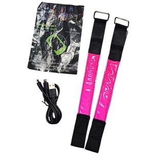 LED Running Safety Bands – Pink Rechargeable Armbands (Set of 2)